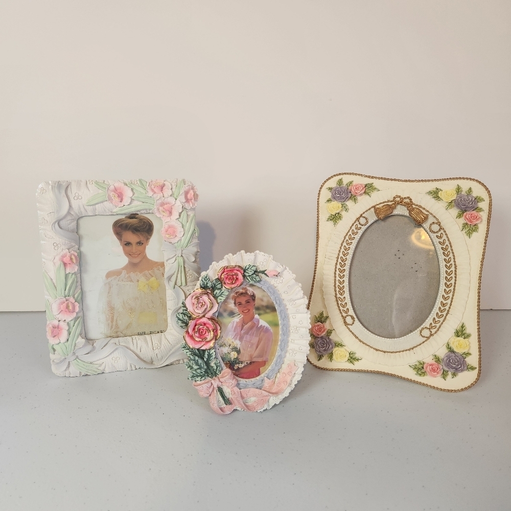 Vintage Picture Frames Lot Ceramic Cottagecore Victorian Coquette Ornate 1990s